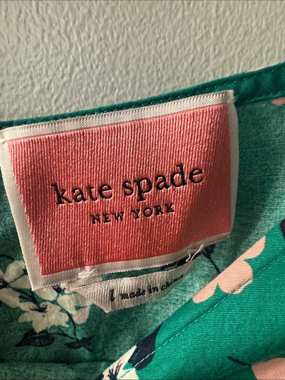 kate spade Green Floral Midi Dress with Pink & White Blooms